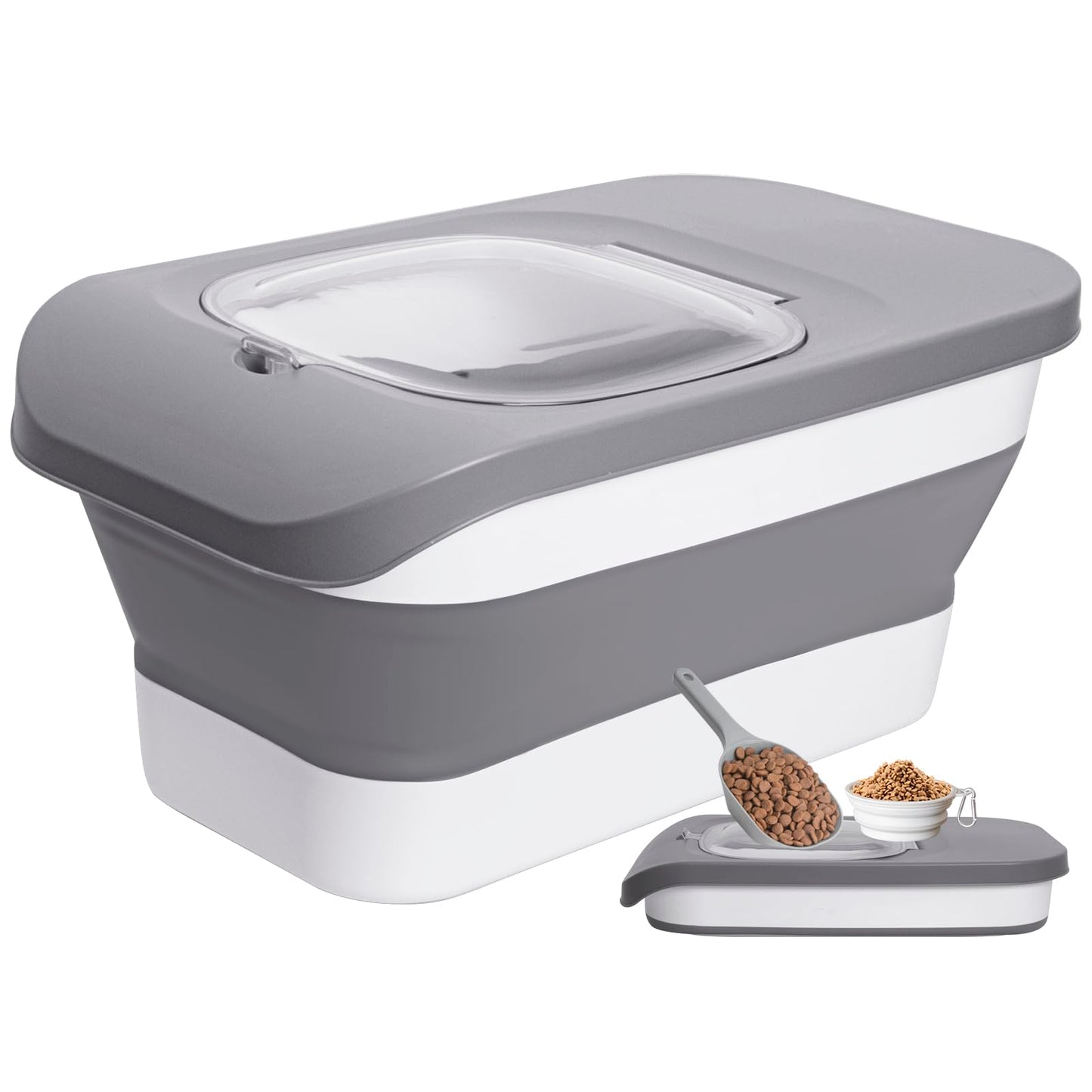 23-25 Lbs Airtight Dog Food Storage Container,Collapsible Dog Food Container with Lid,Wheels,Handle,Large Pet food storage Container with Scoop,Small Food Container for Dog Cat