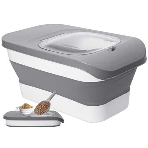 Collapsible Pet food storage Container, 10-13LBS, Grey