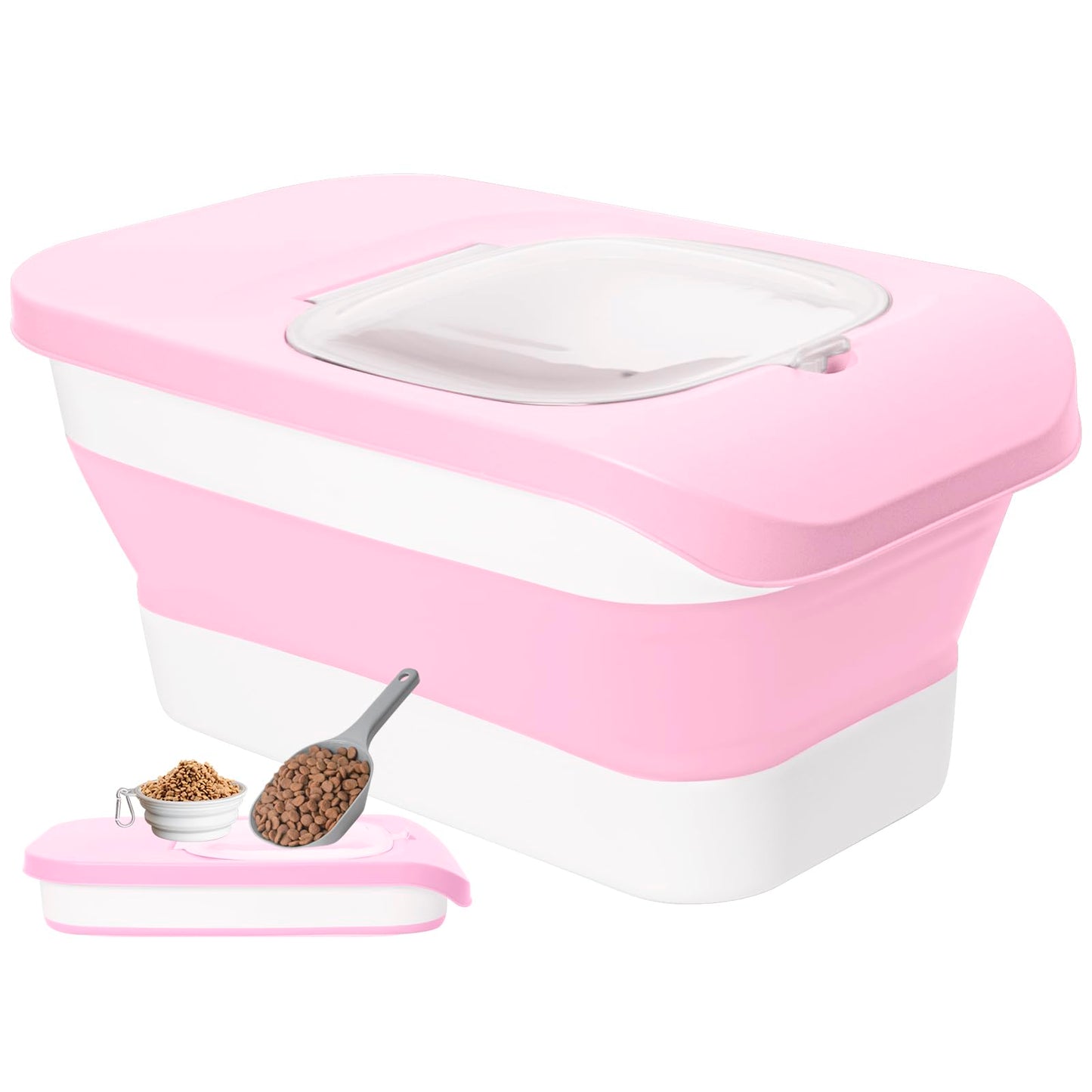 DDMOMMY 10-13 Lbs Dog Food Container, Collapsible Pet Food Storage Containers with Airtight Lid, Pet Food Scoop and Silicone Dog Bowl, Dog Food Storage Container Dry Food for Dog, Cat