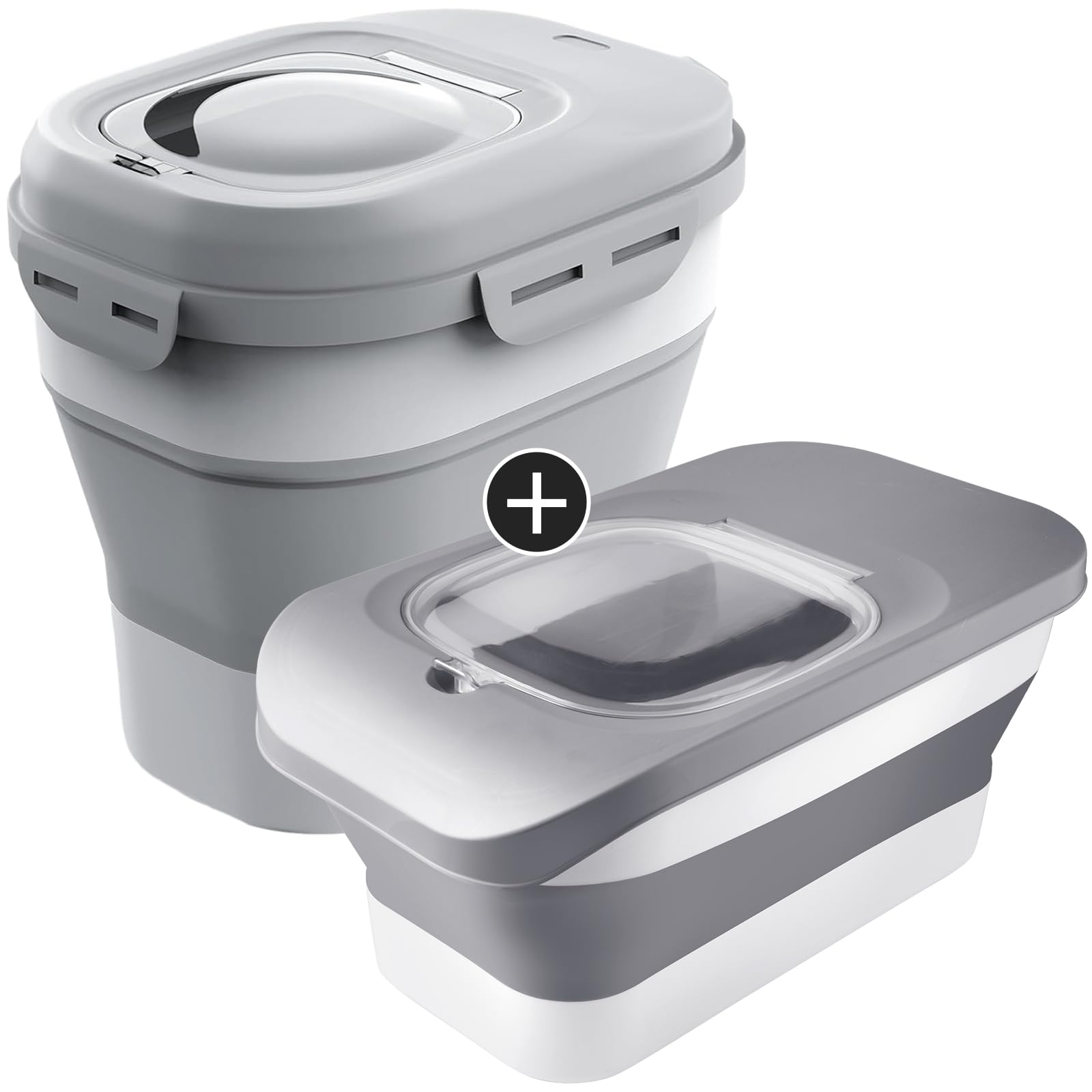 23-25 Lbs Airtight Dog Food Storage Container,Collapsible Dog Food Container with Lid,Wheels,Handle,Large Pet food storage Container with Scoop,Small Food Container for Dog Cat