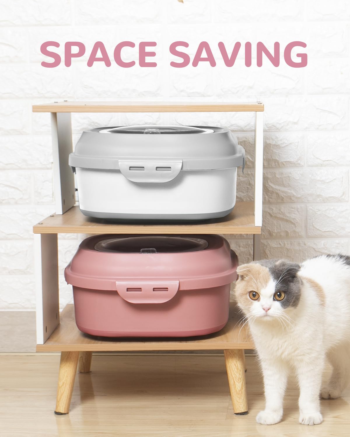 Collapsible Pet food storage Container, 30-32LBS, with Wheels, Red