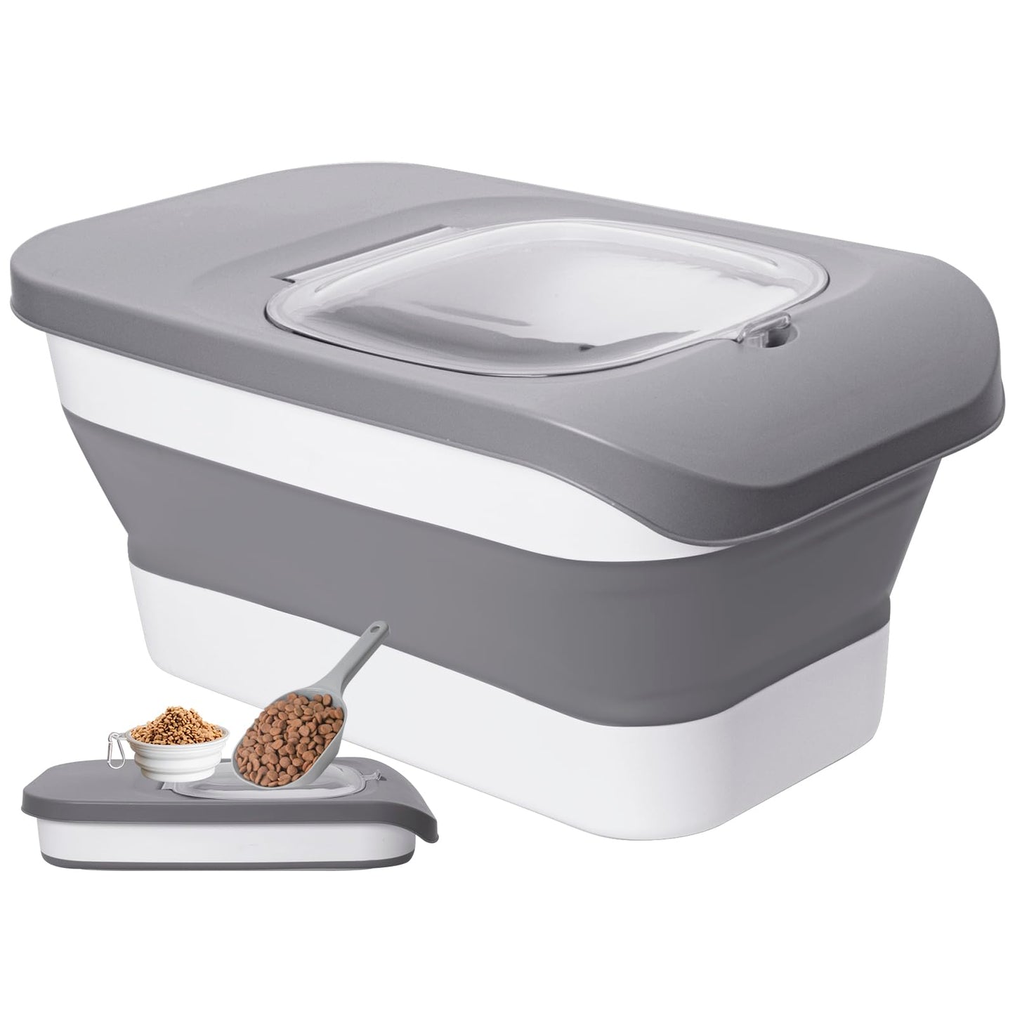 Collapsible Pet food storage Container, 10-13LBS, Grey