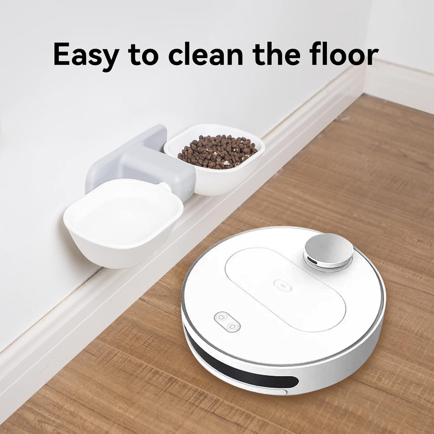 DDMOMMY Elevated Cat Bowls, Wall Mounted Food and Water Dish, Hanging Set, Raised No Spill With 8.5 oz, Anti Vomiting, Pet Feeding Bowls for Cats & Puppies, White