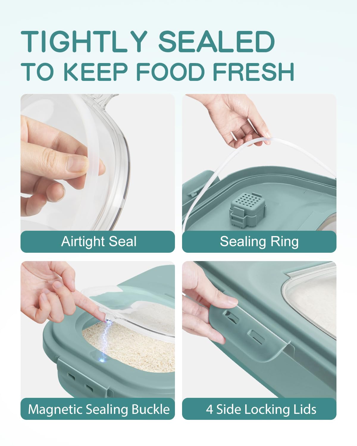 Collapsible Pet food storage Container, 20-23LBS, with Wheels, Green