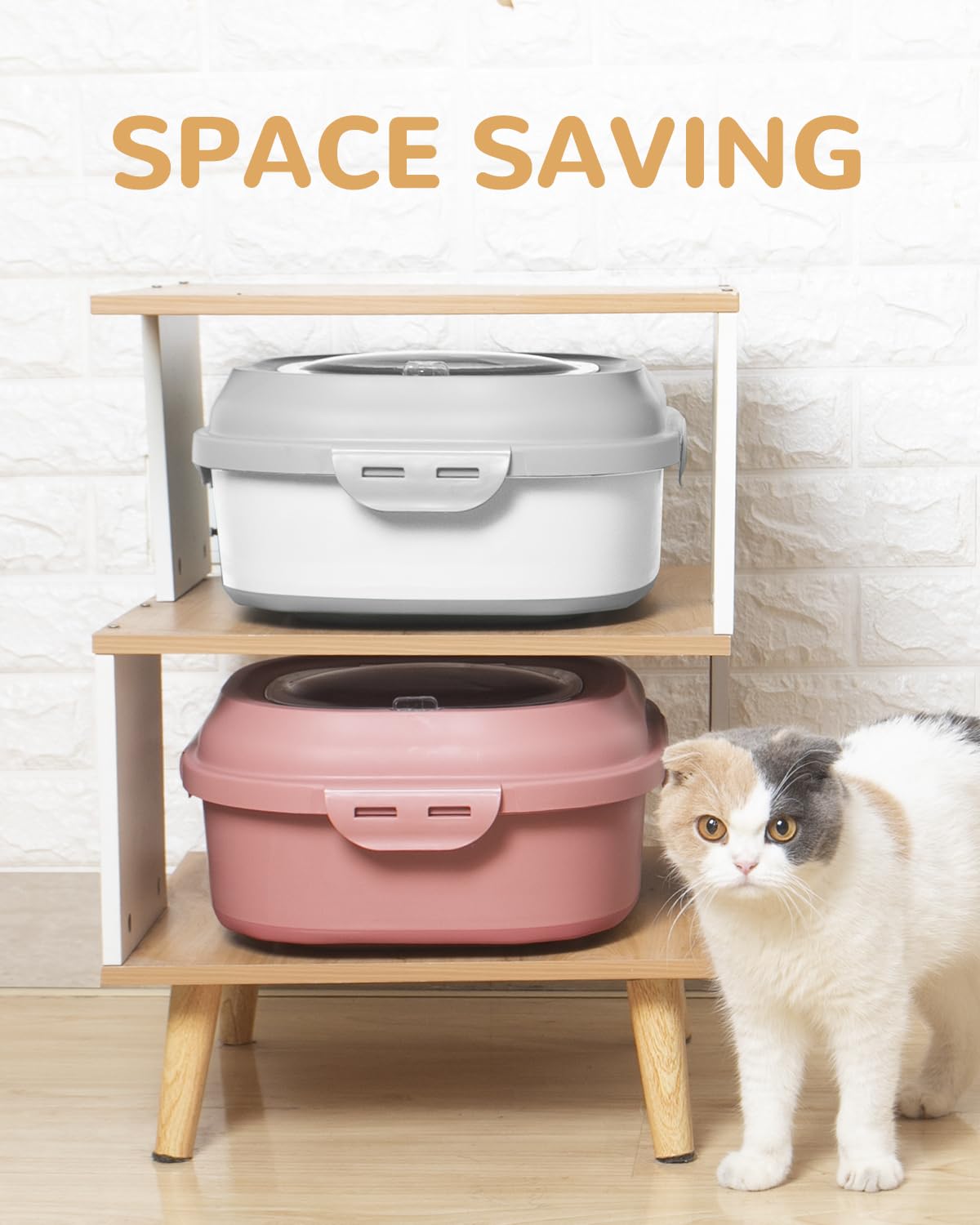 Collapsible Pet food storage Container, 30-32LBS, with Wheels, Grey