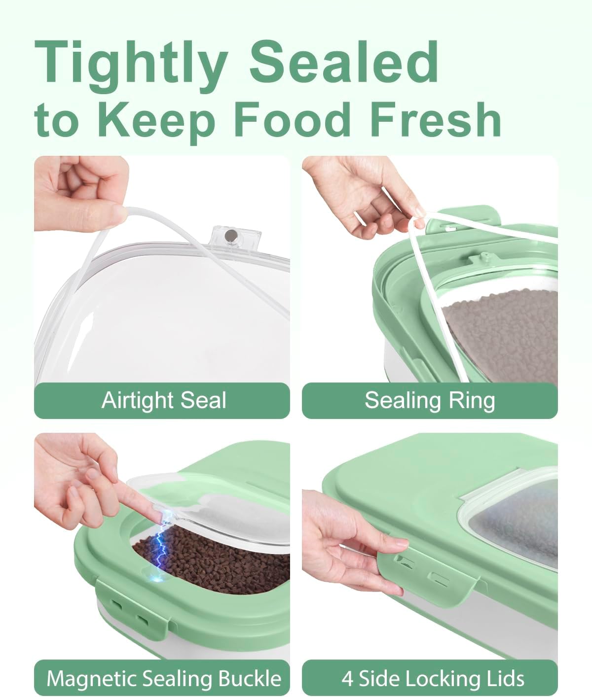 20-30 Lbs Rice Storage Container,Collapsible Food Storage Containers with Rolling Wheel Airtight Locking Lid,Flour Storage Container with Cup and Scoop,Suitable for Food,Rice,Pet Food,Flour