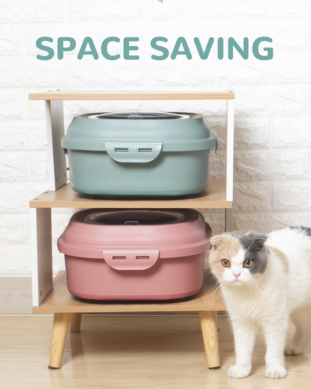 Collapsible Pet food storage Container, 30-32LBS, with Wheels, Green