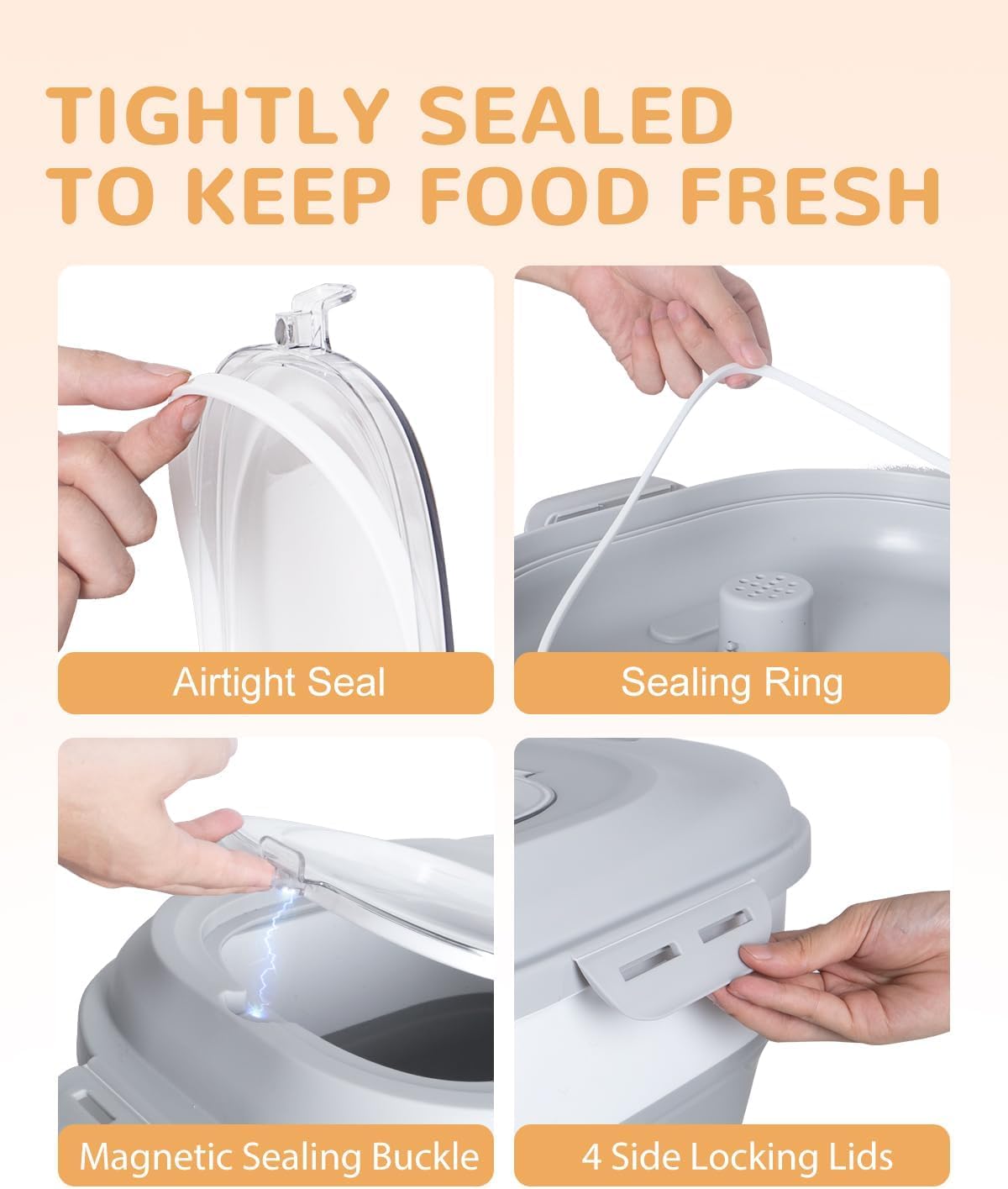 Collapsible Pet food storage Container, 30-32LBS, with Wheels, Grey