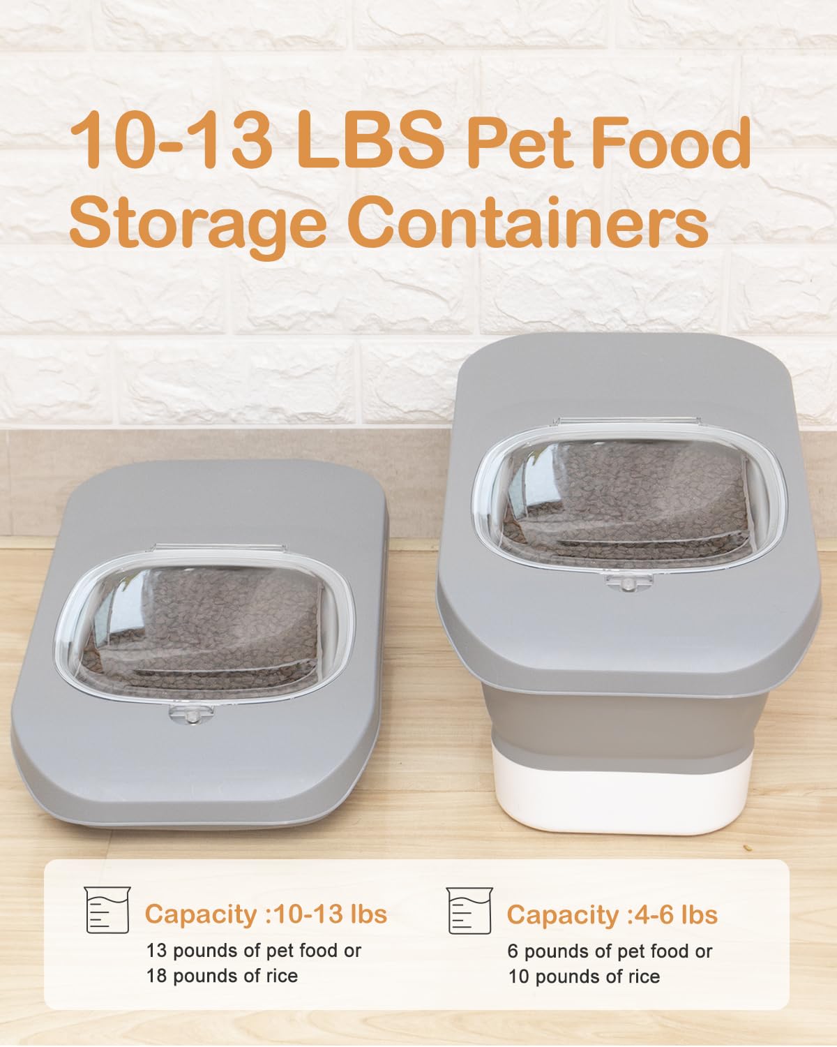 Collapsible Pet food storage Container, 10-13LBS, Set of 2