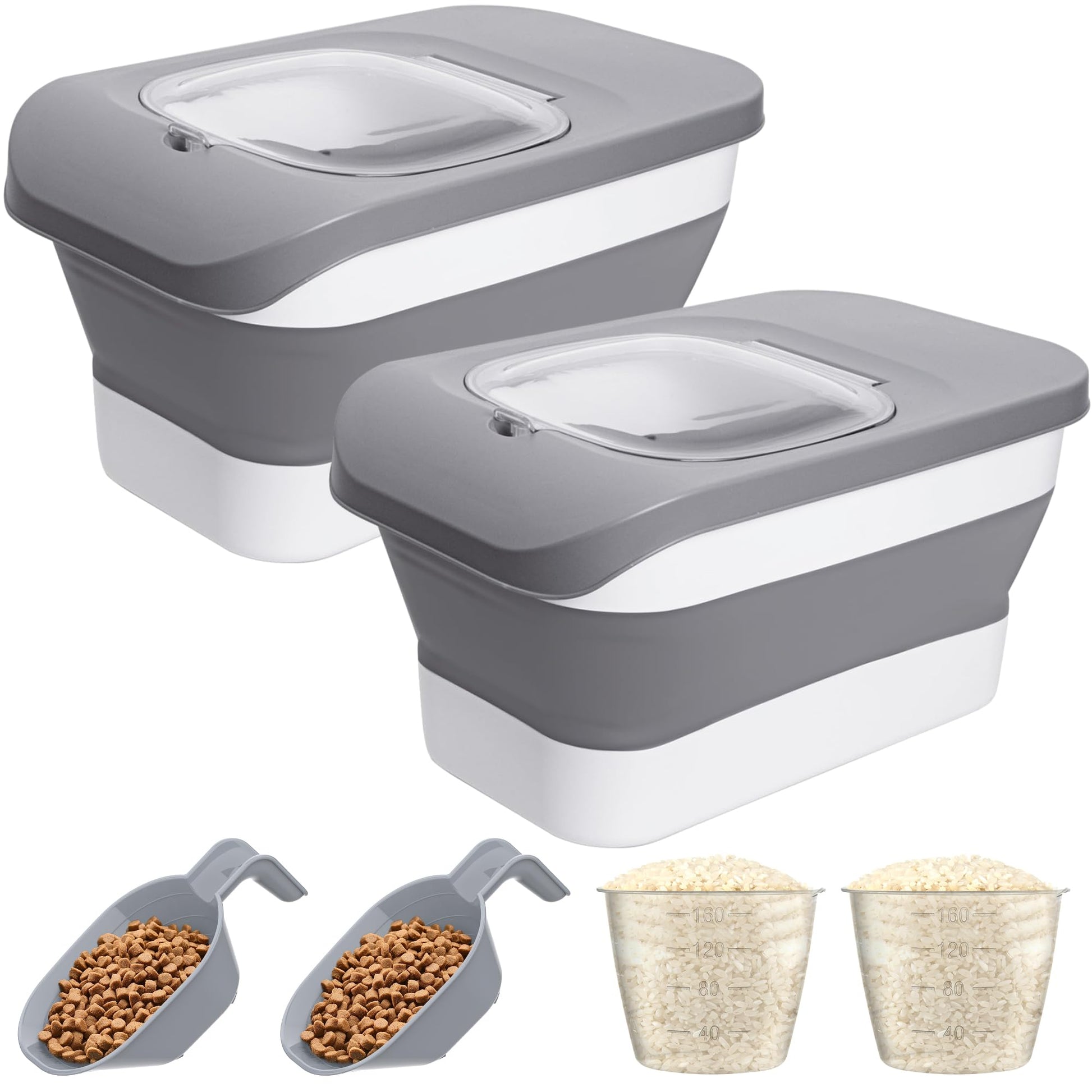 DDMOMMY 10-26 LBS Dog Food Storage Container,Collapsible Dog Food Containers with Airtight Lid,Pet Food Storage Container,Cat Food Storage Container with Scoops and Measuring Cups