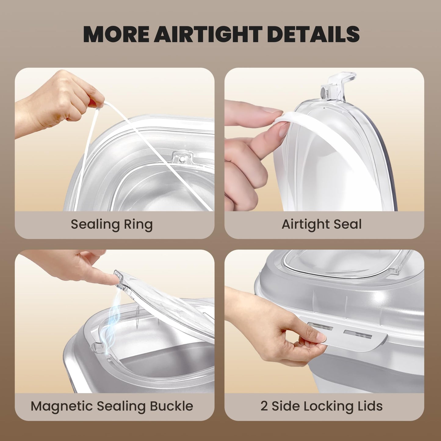 Collapsible Pet food storage Container, 30-32LBS, with Wheels, Clear