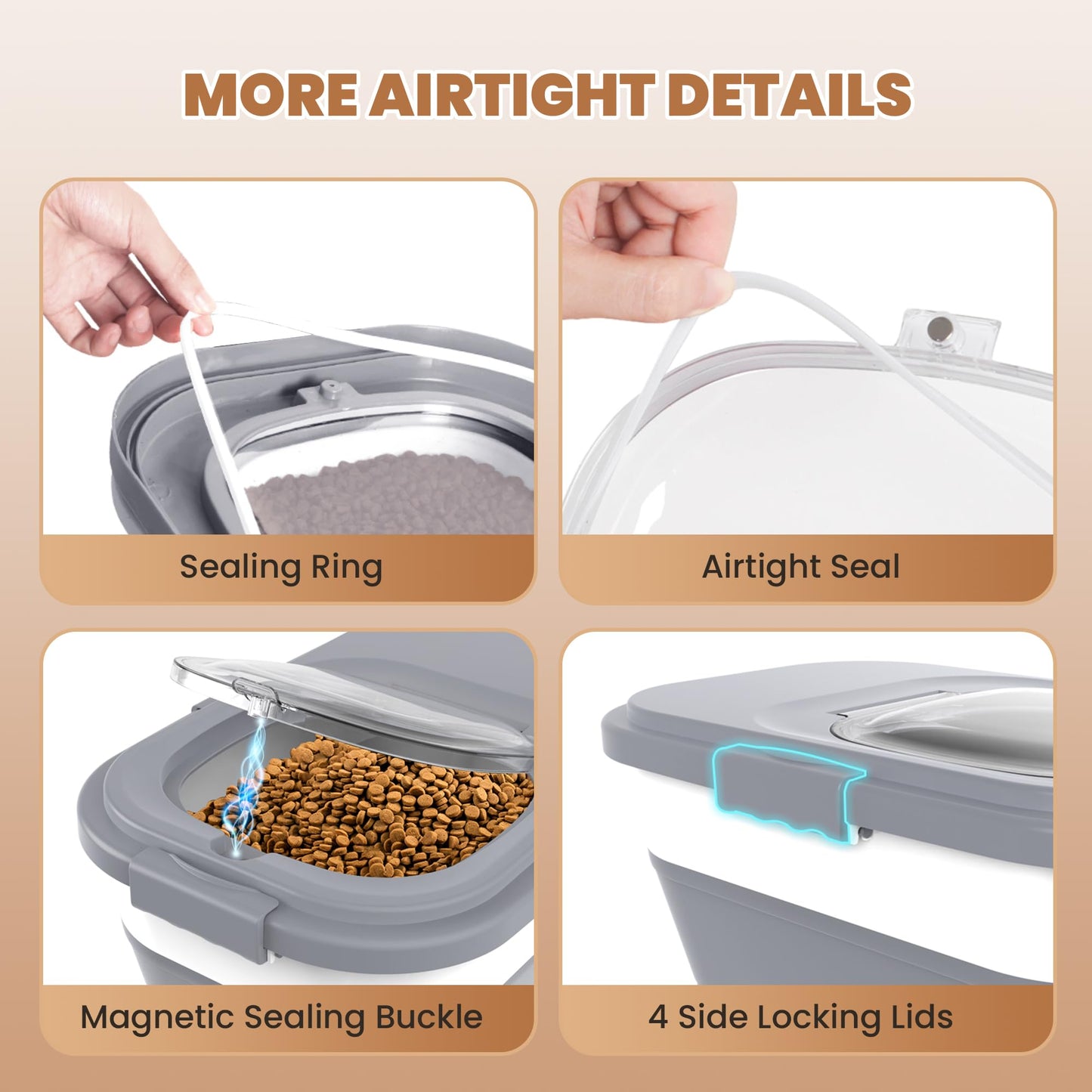 Collapsible Pet food storage Container, 23-25LBS, with Handle and Wheels